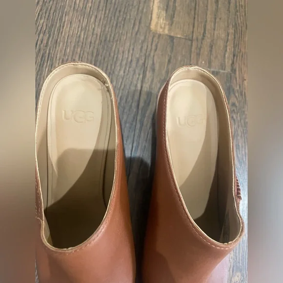 UGG brown ombre leather clogs with a 3 inch heel. - Picture 9 of 9